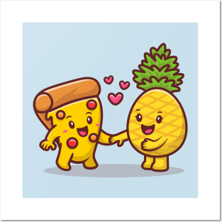 Cute Pizza With Pineapple Posters and Art